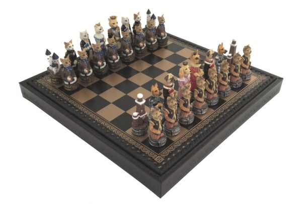 Luxus-Schachspiel N°R113 - Hunde gegen Katzen Set - R70701+219GN